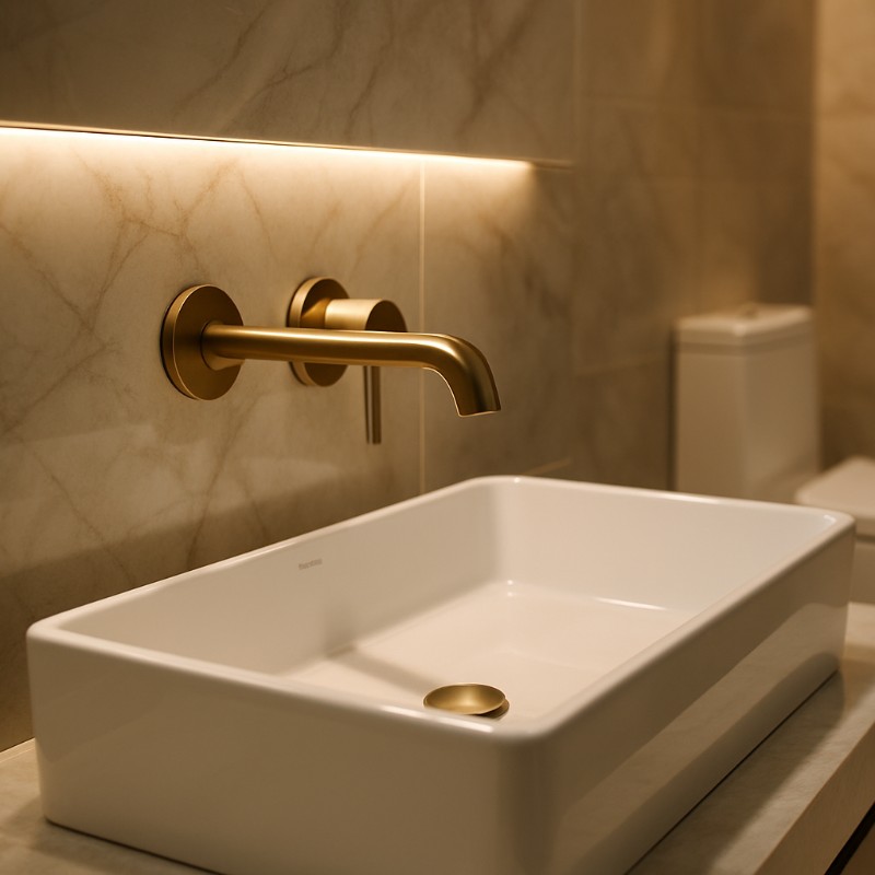 Commercial sensor bathroom faucet at accessible lavatory